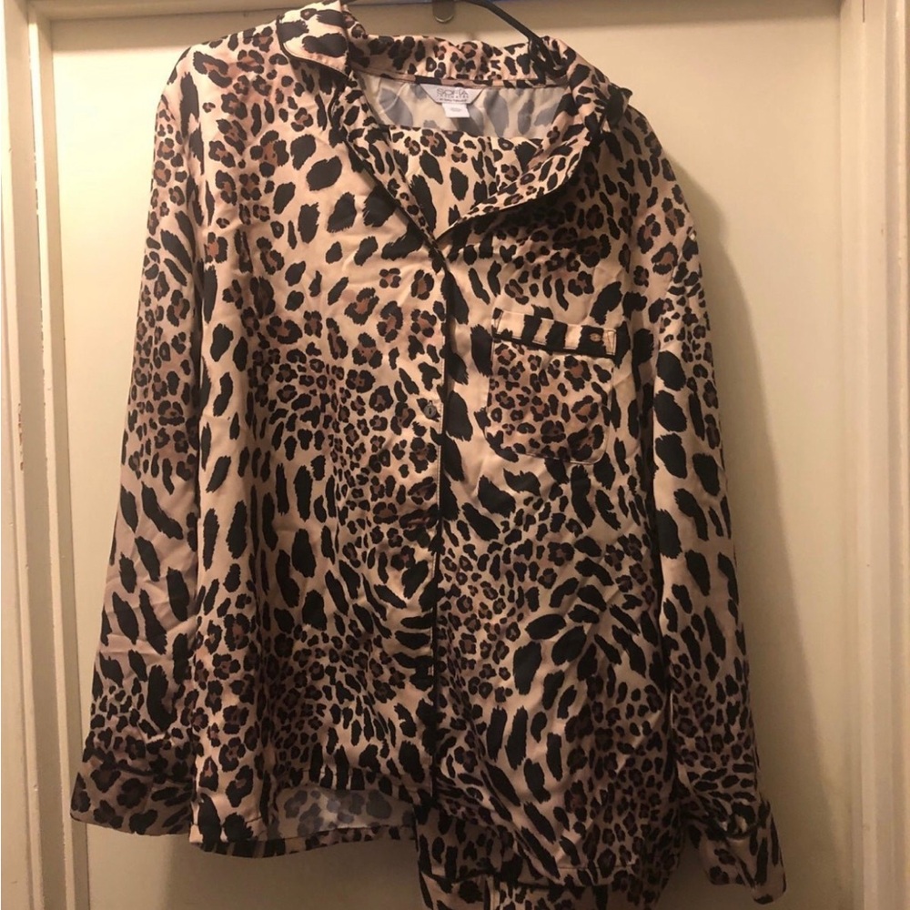 Leopard Print Satin feel Pajama Set